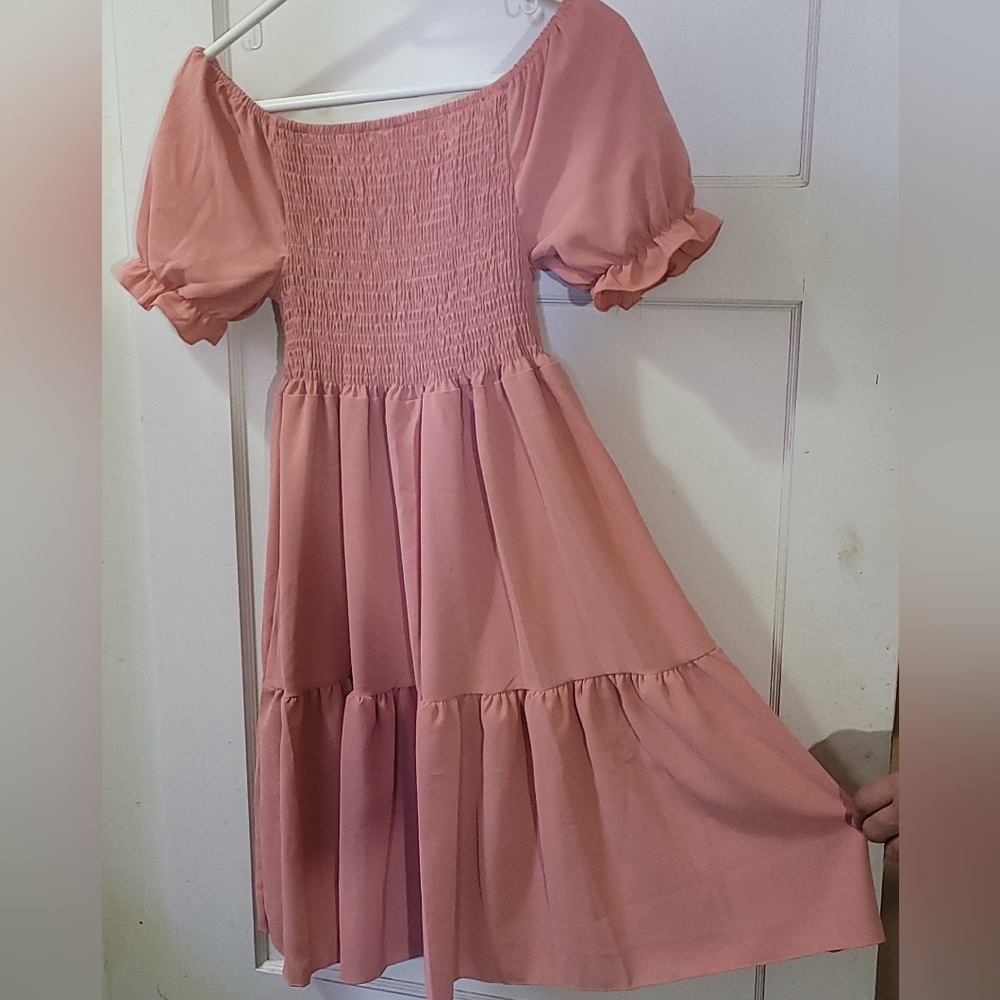NWOT 😍XL Dusty Rose Peasant style dress - Picture 2 of 5